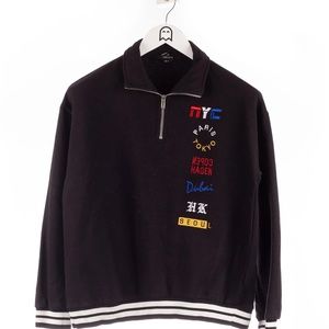 Forever 21 Black Quarter Zip City Sweatshirt